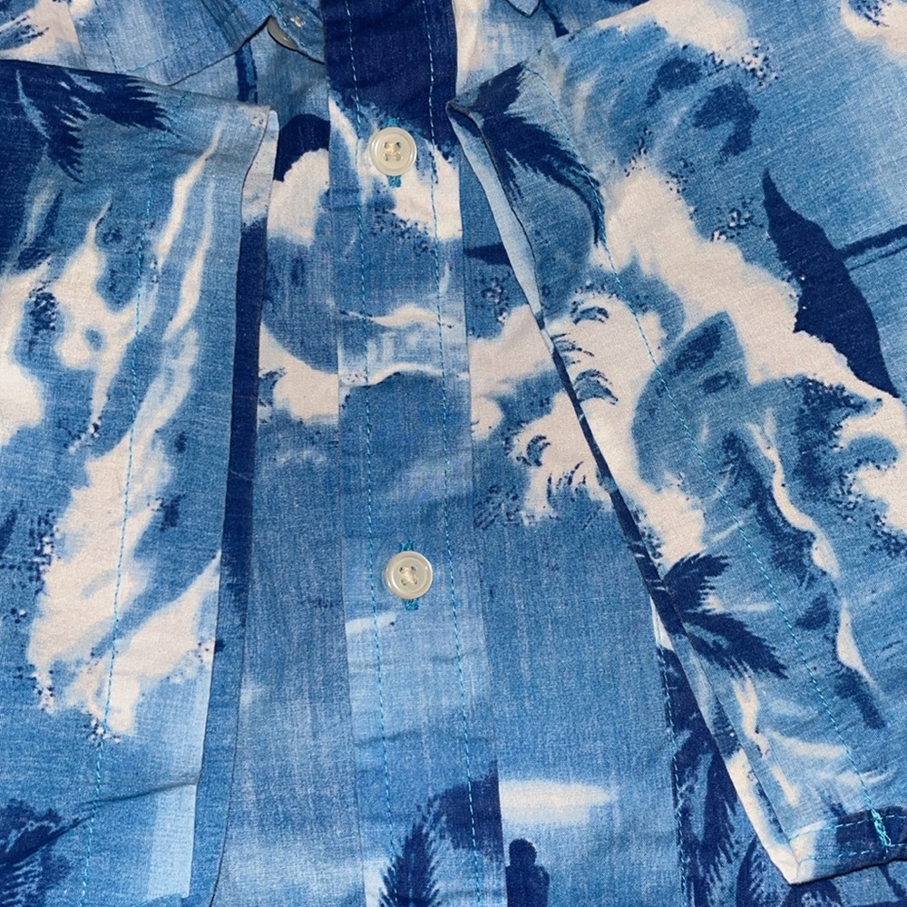 Hurley Hawaiian shirt- blue surf palm trees-Rare - Picture 8 of 8